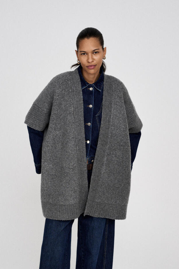 Dorris poncho, onesize - Grey Mel
